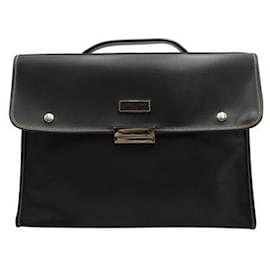 Longchamp-Black Briefcase with Silver Hardware-Black