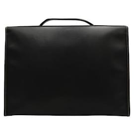 Longchamp-Black Briefcase with Silver Hardware-Black