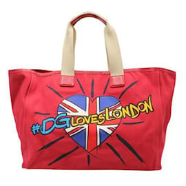 Dolce & Gabbana-Red Canvas #DGloveslondon Tote Bag-Red