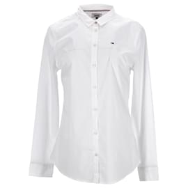 Tommy Hilfiger-Damen-Hemd aus Stretch-Baumwolle mit normaler Passform-Weiß