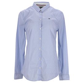 Tommy Hilfiger Camisa con microrayas integrales para mujer Azul Azul claro