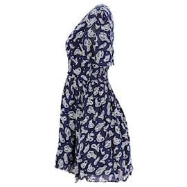 Tommy Hilfiger-Tommy Hilfiger Womens Paisley Short Sleeve Dress in Blue Viscose-Blue