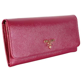 Prada-Raspberry Pink Saffiano Continental Wallet-Pink