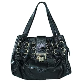 Jimmy Choo-Black Patent Leather Handbag-Black