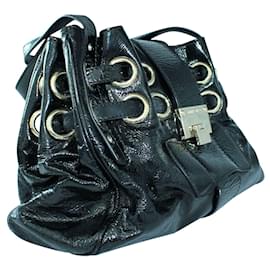 Jimmy Choo-Schwarze Handtasche aus Lackleder-Schwarz