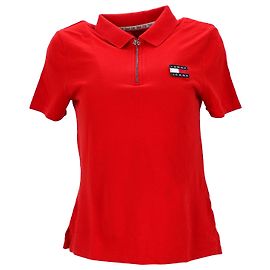 Tommy Hilfiger Polo de piqué Tommy Badge para mujer en algodón rojo Roja