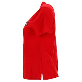 Tommy Hilfiger-Polo Tommy Hilfiger feminino Tommy Badge Piqué em algodão vermelho-Vermelho