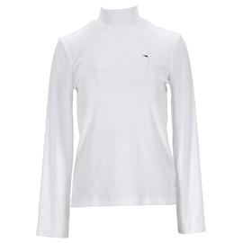 Tommy Hilfiger-Tommy Hilfiger Damen-Rippstrick-Langarm-T-Shirt aus weißem Polyester-Weiß