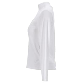 Tommy Hilfiger-Tommy Hilfiger Womens Rib Knit Long Sleeve Fitted T Shirt in White Polyester-White