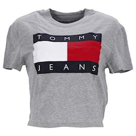 Tommy Hilfiger-Camiseta corta de manga corta para mujer-Gris