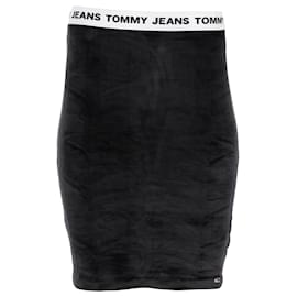 Tommy Hilfiger-Jupe moulante en velours pour femme-Noir
