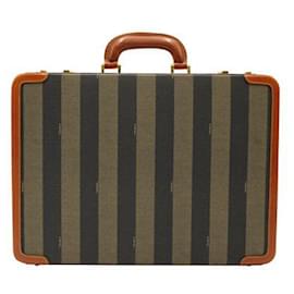 Fendi-Vintage Leather & Striped Fabric Briefcase-Multiple colors,Other