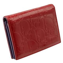 Dior-Portefeuille en cuir verni rouge Oblique-Rouge