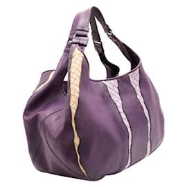 Bottega Veneta-Purple Campana Intrecciato Shoulder Bag-Purple