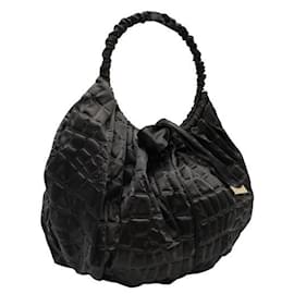Giorgio Armani-Vintage schwarze Nylon geprägte Tasche-Schwarz