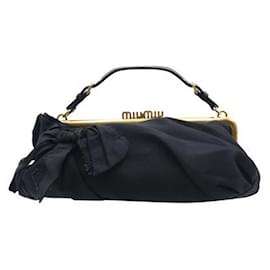 Miu Miu-Black & Gold Bow Clutch-Black