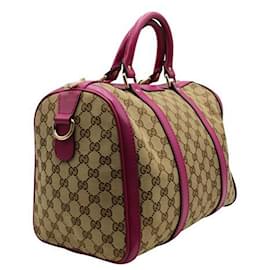 Gucci-Sac Boston moyen en toile monogrammée marron et rose Joy-Multicolore,Autre