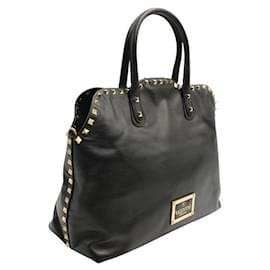 Valentino-Black Rockstud Dome lined Handle Bag-Black