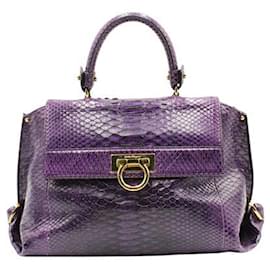 Salvatore Ferragamo-Purple Python Sofia Medium Bag-Purple