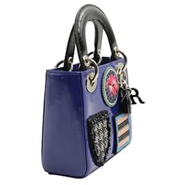 Dior-Mini Lady Dior Bag with Embroidered Badges - Limited Edition SS2014-Blue