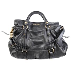 Miu Miu-black leather shoulder bag-Black