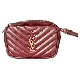 Cinto Saint Laurent Lou Vermelho escuro couro Bordeaux
