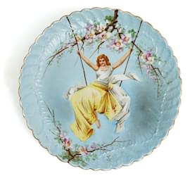Autre Marque-Ensemble de 2 grandes assiettes en céramique de Paul Duboy des années 1850.-Multicolore