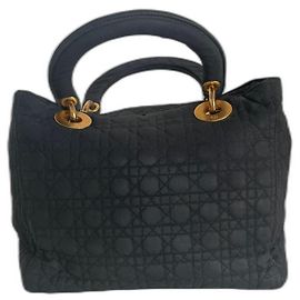 Dior Borsa Lady Dior Blu Navy in Cotone Blu navy