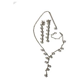 COLAR E BRINCOS SWAROVSKI COM CUBOS DE CRISTAL Branco