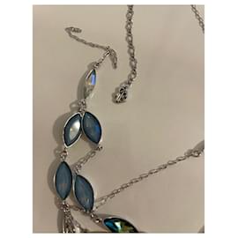 Swarovski-Collar con cristales Swarovski, circonitas azules y blancas.-Azul