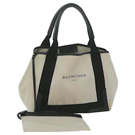 Balenciaga-BALENCIAGA Einkaufstasche Canvas Weiß Schwarz 339933 Auth bs11907-Schwarz,Weiß