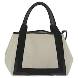 Balenciaga-BALENCIAGA Einkaufstasche Canvas Weiß Schwarz 339933 Auth bs11907-Schwarz,Weiß