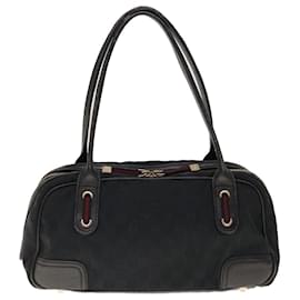 Gucci-GUCCI Sherry Line GG Sac à bandoulière en toile Noir Rouge 161720 auth 66063-Noir,Rouge