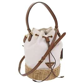 Prada-PRADA Sac à main en osier 2façon White Auth 65659UNE-Blanc