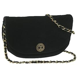 Chanel-Bolsa de ombro com corrente CHANEL em veludo preto CC Auth bs11901-Preto