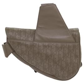 Christian Dior-Christian Dior Saddle bag Bolso de hombro de lona Oblique Trotter Gris Auth 65327UNA-Gris