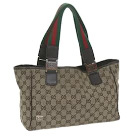 Gucci-GUCCI GG Canvas Web Sherry Line Tote Bag Beige Red Green 145810 auth 65711-Red,Beige,Green