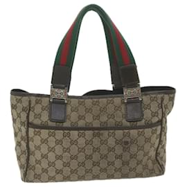 Gucci-GUCCI GG Canvas Web Sherry Line Tote Bag Beige Rouge Vert 145810 auth 65711-Rouge,Beige,Vert