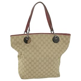 Gucci-GUCCI GG Canvas Einkaufstasche Beige 120836 Auth bin5649-Beige