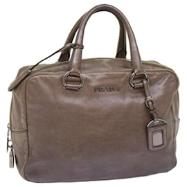Prada-PRADA Hand Bag Leather Brown Auth yk10465-Brown