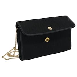 Christian Dior-Christian Dior Trotter Canvas Chain Shoulder Bag Black Auth 65575-Black