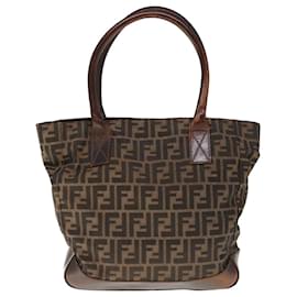 Fendi-FENDI Zucca Canvas Tragetasche Braun Auth 66069-Braun