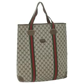 Gucci-GUCCI GG Supreme Web Sherry Line Hand Bag PVC Beige Red Green Auth yk10547-Red,Beige,Green