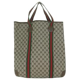 Gucci-GUCCI GG Supreme Web Sherry Line Hand Bag PVC Beige Red Green Auth yk10547-Red,Beige,Green