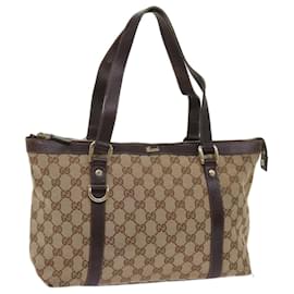 Gucci-GUCCI GG Lona Tote Bag Bege 141470 Auth ac2716-Bege