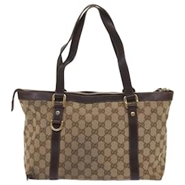 Gucci-GUCCI GG Lona Tote Bag Bege 141470 Auth ac2716-Bege