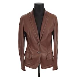 Jil Sander-Leather blazer-Brown