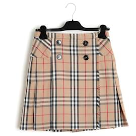 Burberry-Burberry Wool Classic Check mini skirt EU36 UK6 US4-Beige