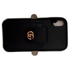 Gucci-coque iphone XS en cuir marmont-Noir