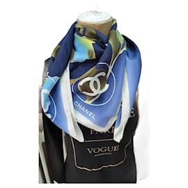 Chanel-silk scarf-Navy blue